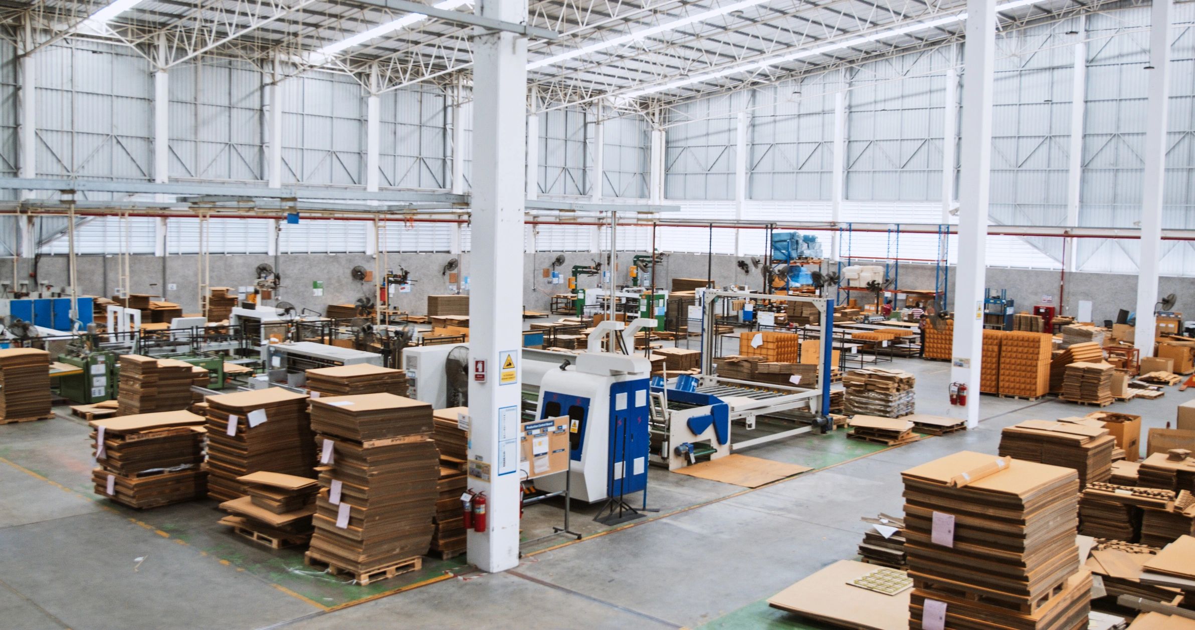 Wide view of a modern warehouse operation